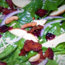 Apple Cashew Parmesan Spinach Salad